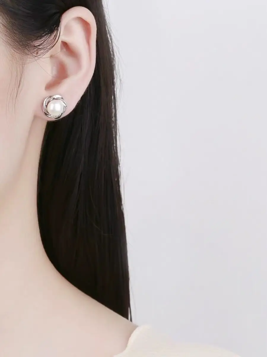 S925 Silver Pearl Earrings 2024 New French Retro — feature 2