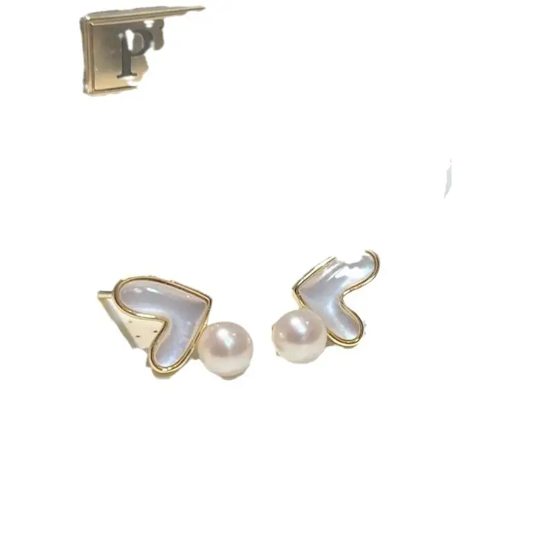 S925 Silver Pearl Earrings White Fritillary Love Design - Image 5