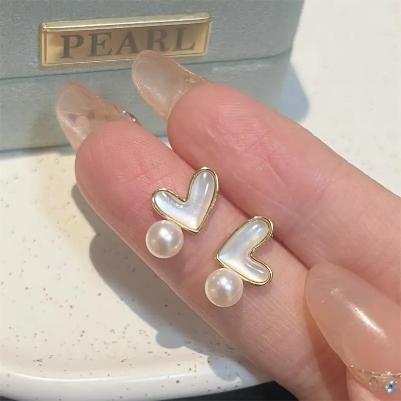 S925 Silver Pearl Earrings White Fritillary Love Design — feature 3