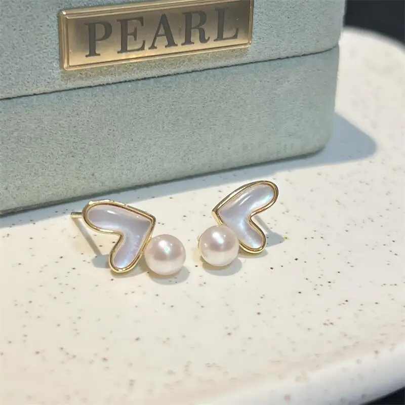S925 Silver Pearl Earrings White Fritillary Love Design — feature 5