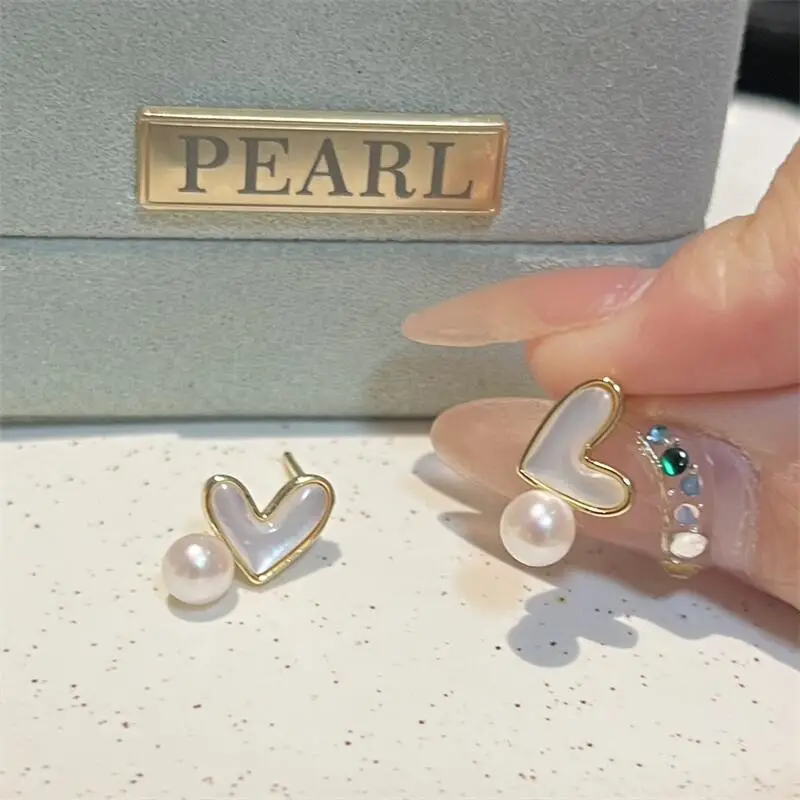 S925 Silver Pearl Earrings White Fritillary Love Design — feature 6