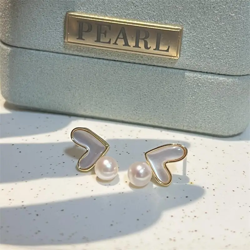 S925 Silver Pearl Earrings White Fritillary Love Design — feature 7