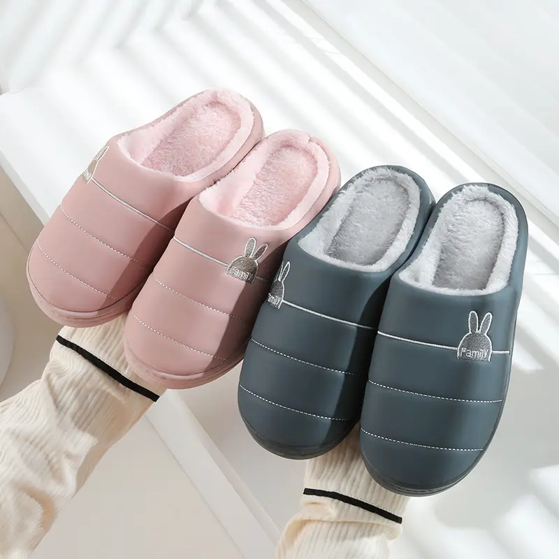 Loafers waterproof cotton slippers winter indoor home thick bottom non-slip home plush thermal slippers men's winter - Image 4