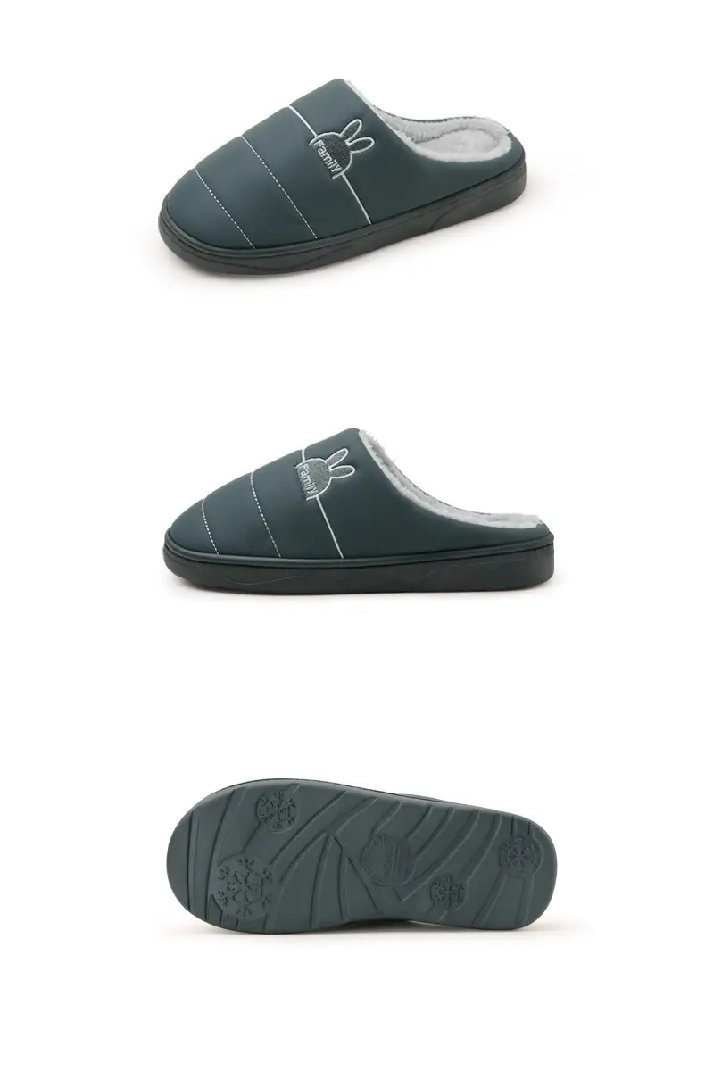 Loafers waterproof cotton slippers winter indoor home thick bottom non-slip home plush thermal slippers men's winter — feature 21
