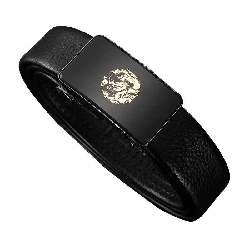 Men's Red Dragon Year Belt with Automatic Buckle