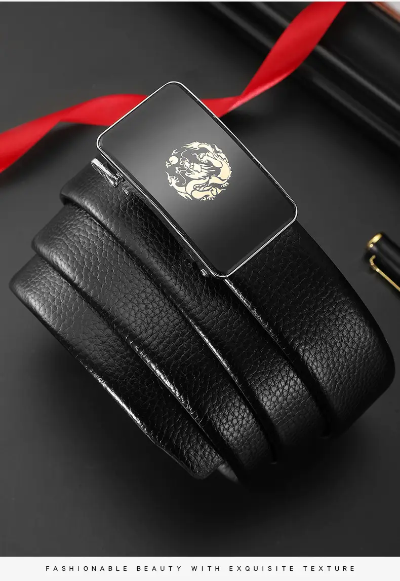 Men's Red Dragon Year Belt with Automatic Buckle — feature 11