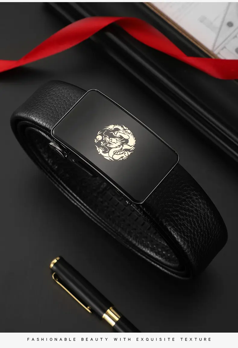 Men's Red Dragon Year Belt with Automatic Buckle — feature 13