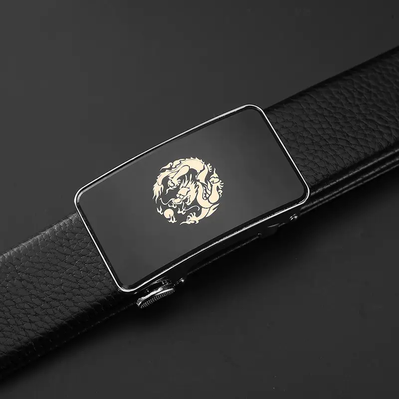Men's Red Dragon Year Belt with Automatic Buckle