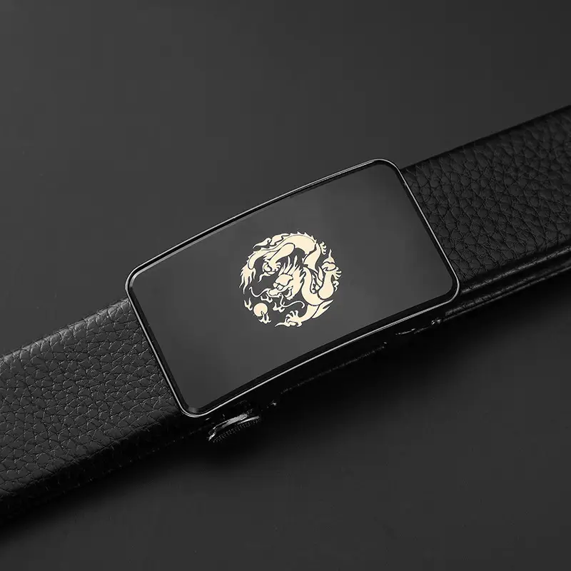 Men's Red Dragon Year Belt with Automatic Buckle