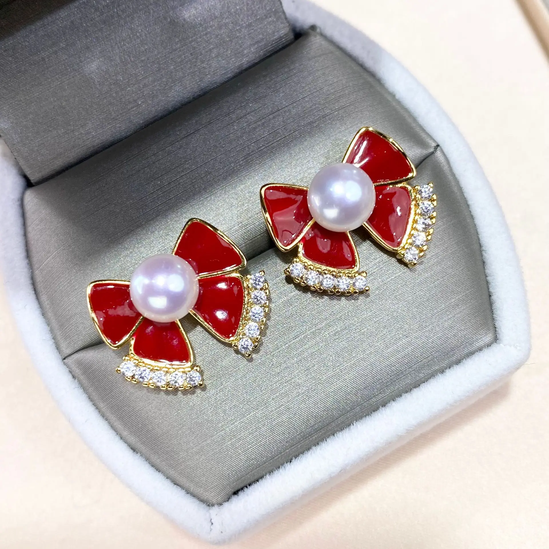 Natural Pearl Chinese Style Earrings Gold Plated