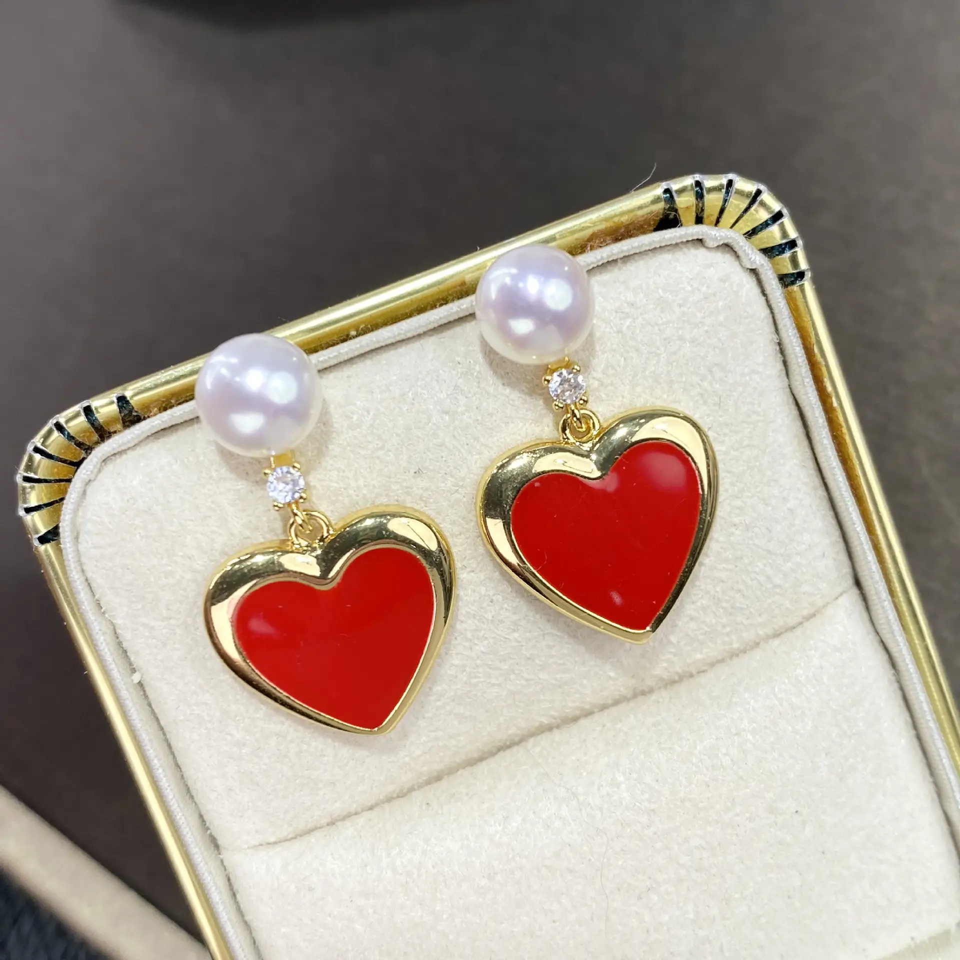 Natural Pearl Chinese Style Earrings Gold Plated