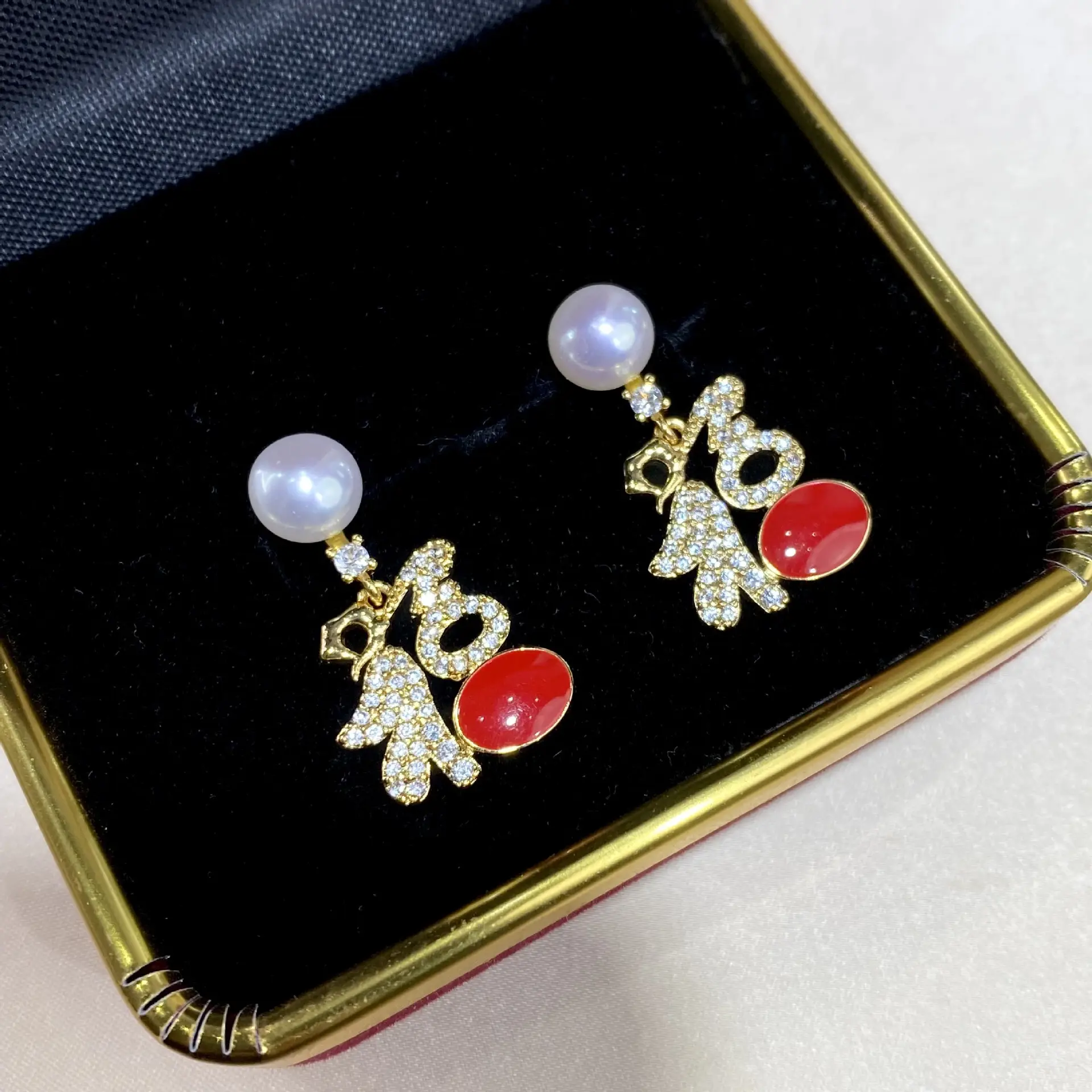 Natural Pearl Chinese Style Earrings Gold Plated — feature 7