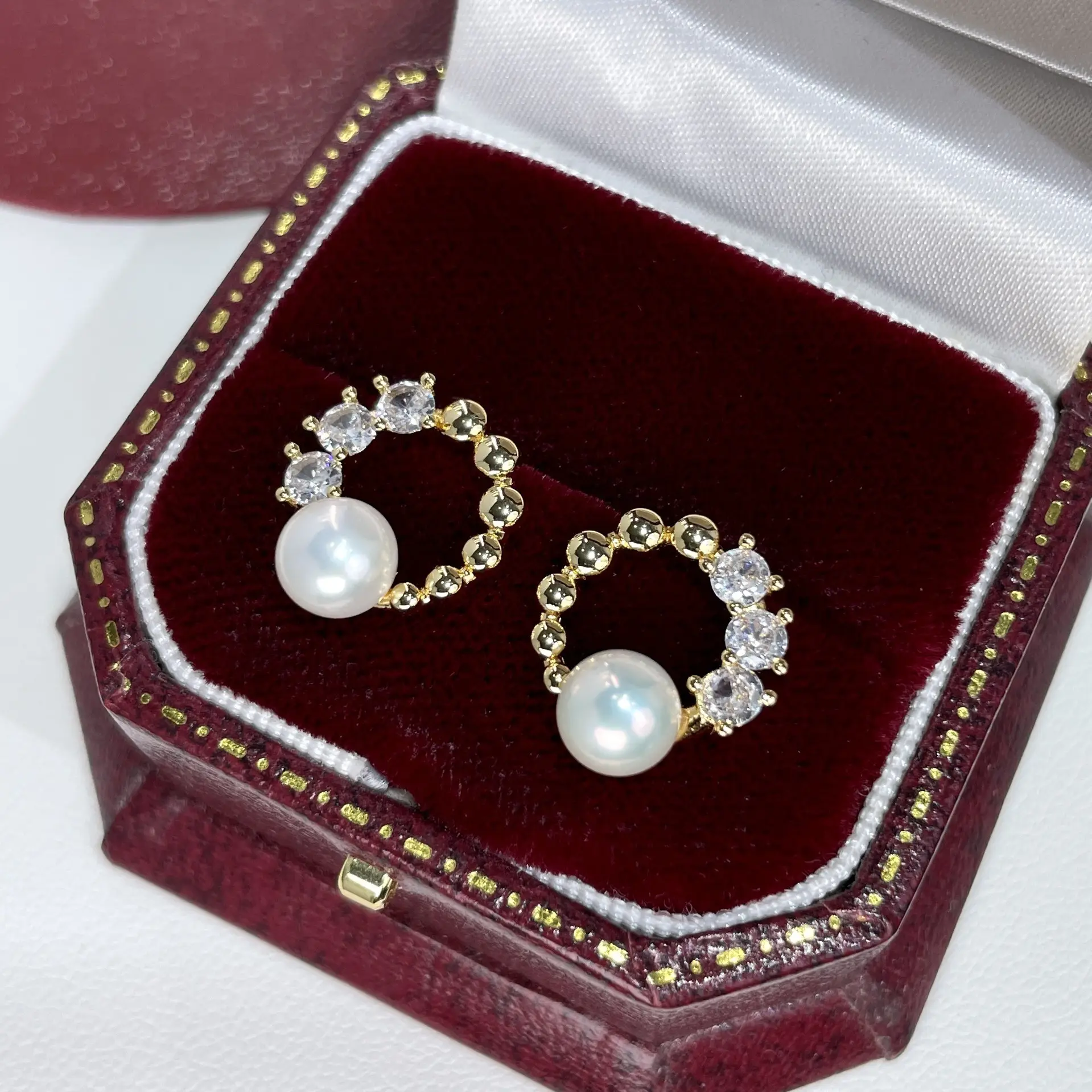 Natural Pearl Chinese Style Earrings Gold Plated