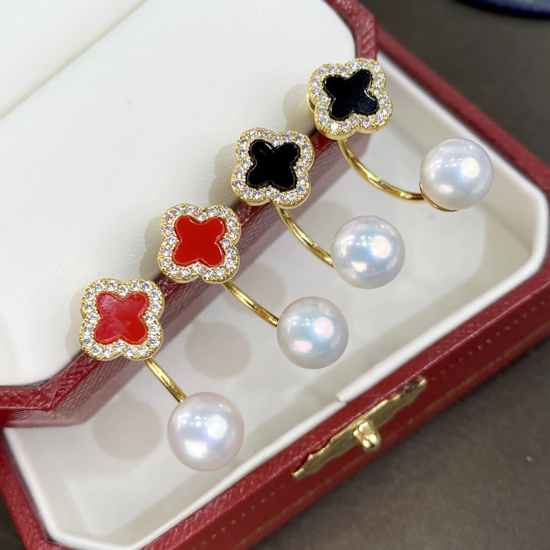 Natural Pearl Chinese Style Earrings Gold Plated