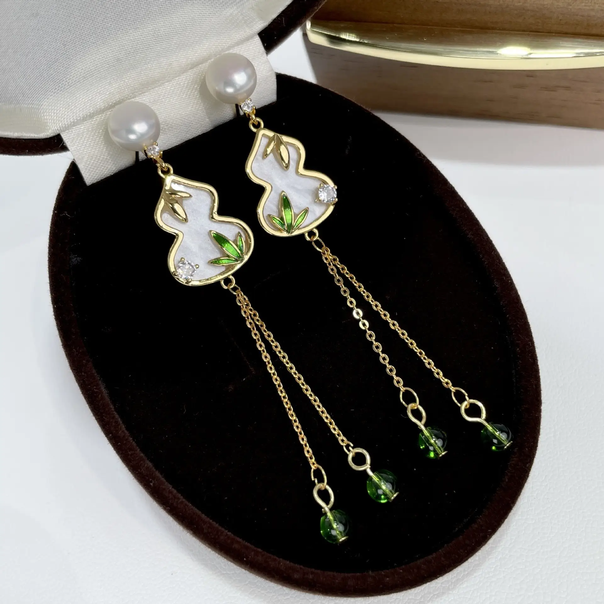 Natural Pearl Chinese Style Earrings Gold Plated