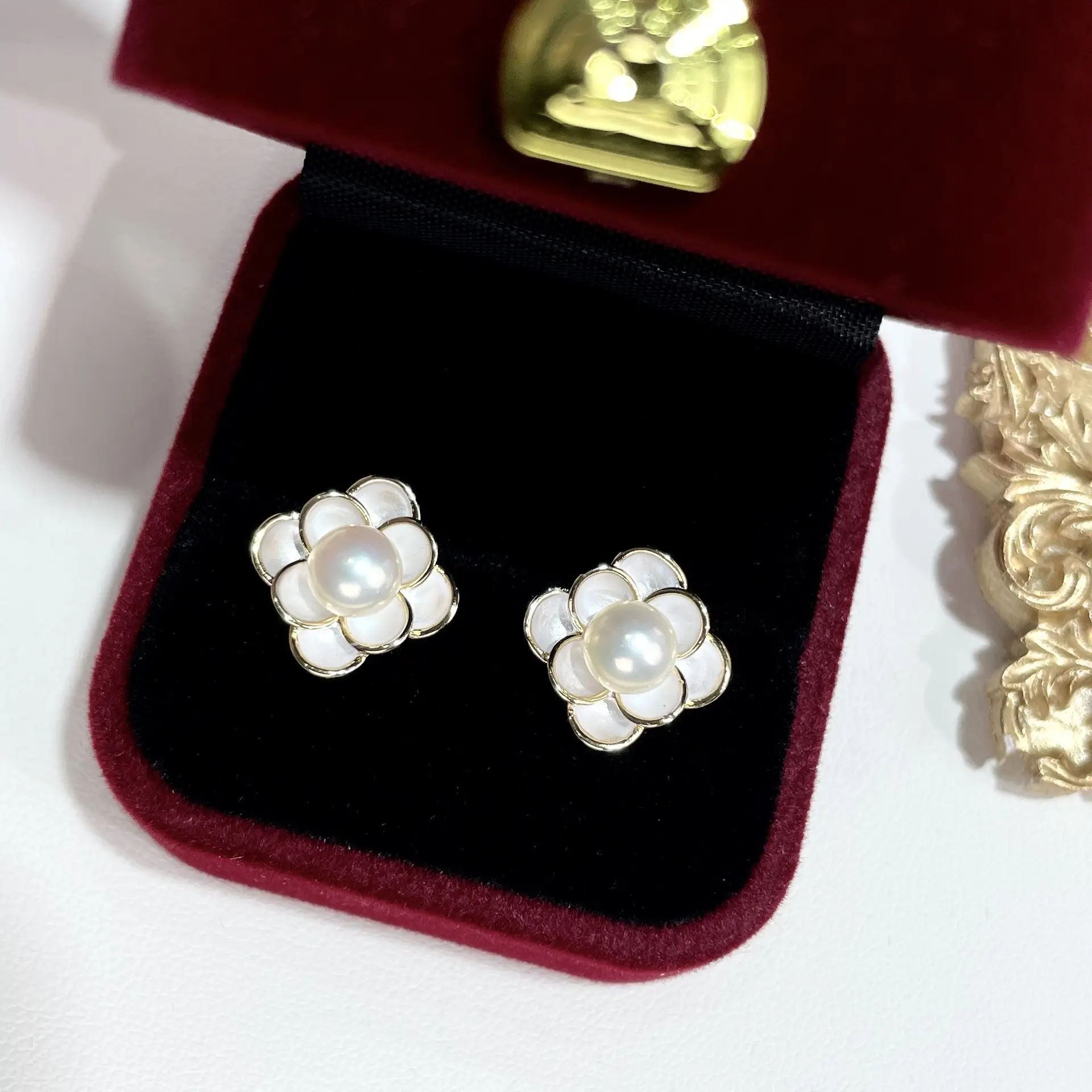 Natural Pearl Chinese Style Earrings Gold Plated