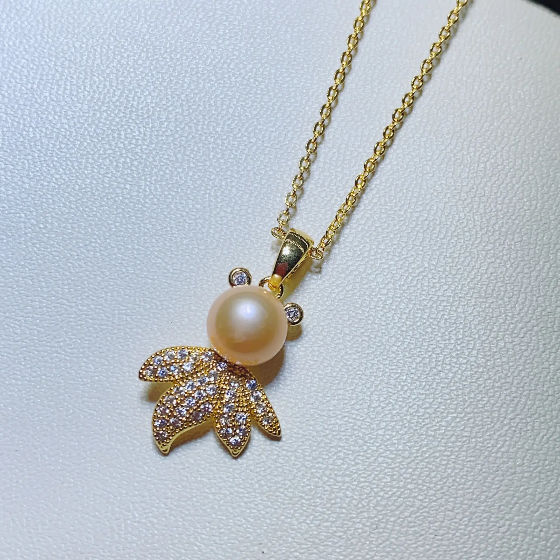 Natural Freshwater Pearl Goldfish Earrings Necklace Set