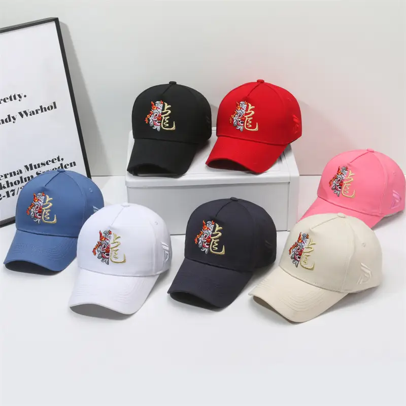 Men's Dragon Cap with Zodiac Design Pink Black White - Image 9