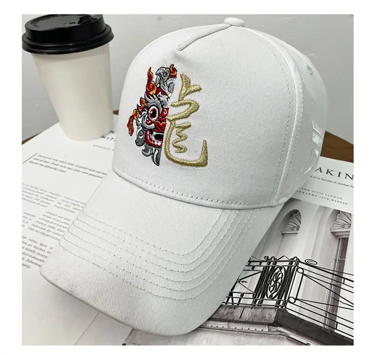 Men's Dragon Cap with Zodiac Design Pink Black White — feature 16