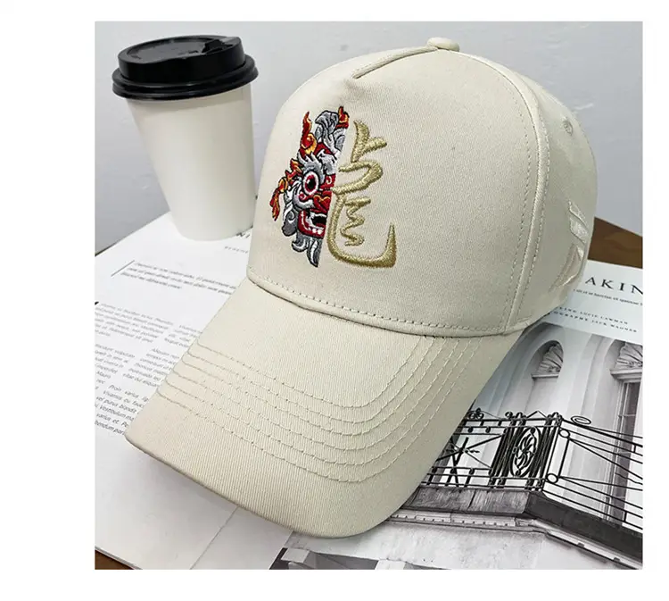 Men's Dragon Cap with Zodiac Design Pink Black White — feature 17