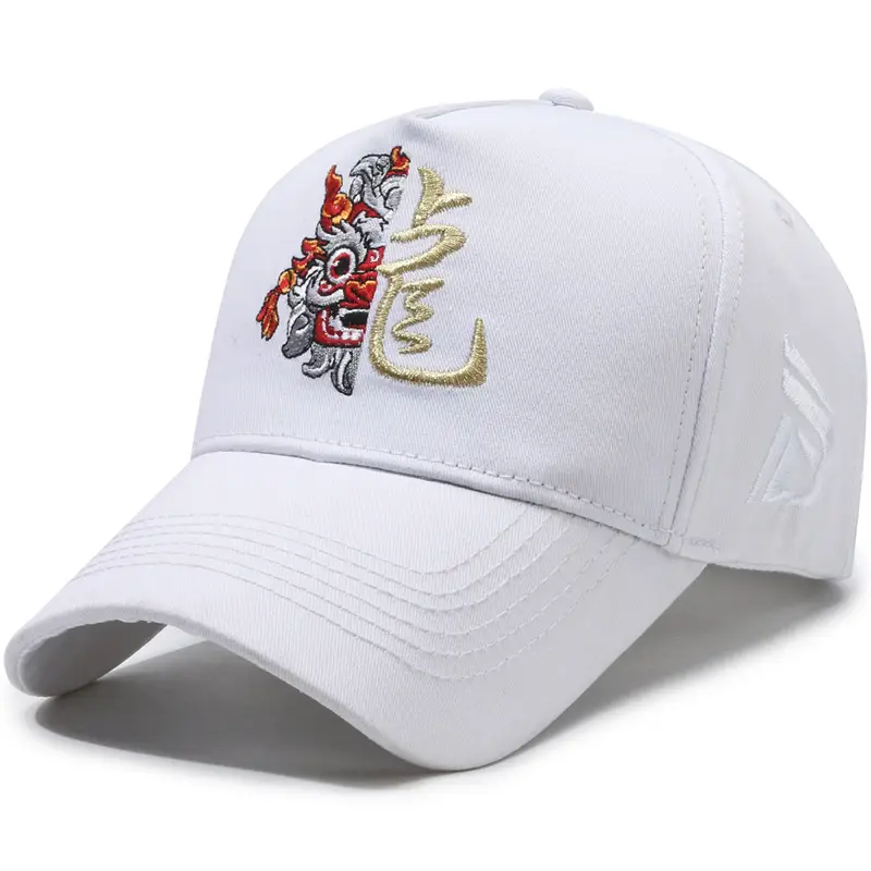 Men's Dragon Cap with Zodiac Design Pink Black White - Image 2
