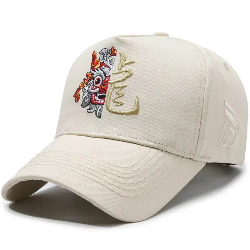 Men's Dragon Cap with Zodiac Design Pink Black White - Image 3