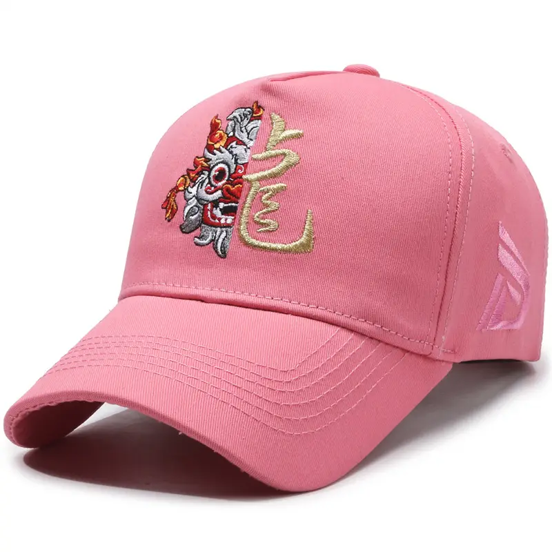 Men's Dragon Cap with Zodiac Design Pink Black White - Image 4