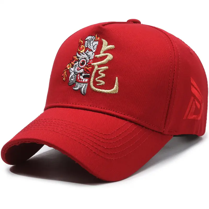 Men's Dragon Cap with Zodiac Design Pink Black White - Image 6