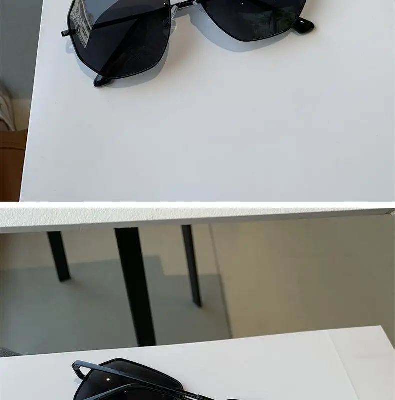 Transparent Blue Sunglasses Unisex Polygonal Metal Driving Sunglasses Korean Style Fashionable Seaside Travel Glasses for Women — feature 19