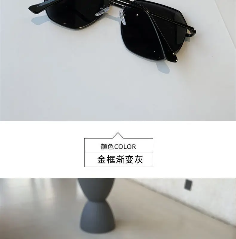 Transparent Blue Sunglasses Unisex Polygonal Metal Driving Sunglasses Korean Style Fashionable Seaside Travel Glasses for Women — feature 20