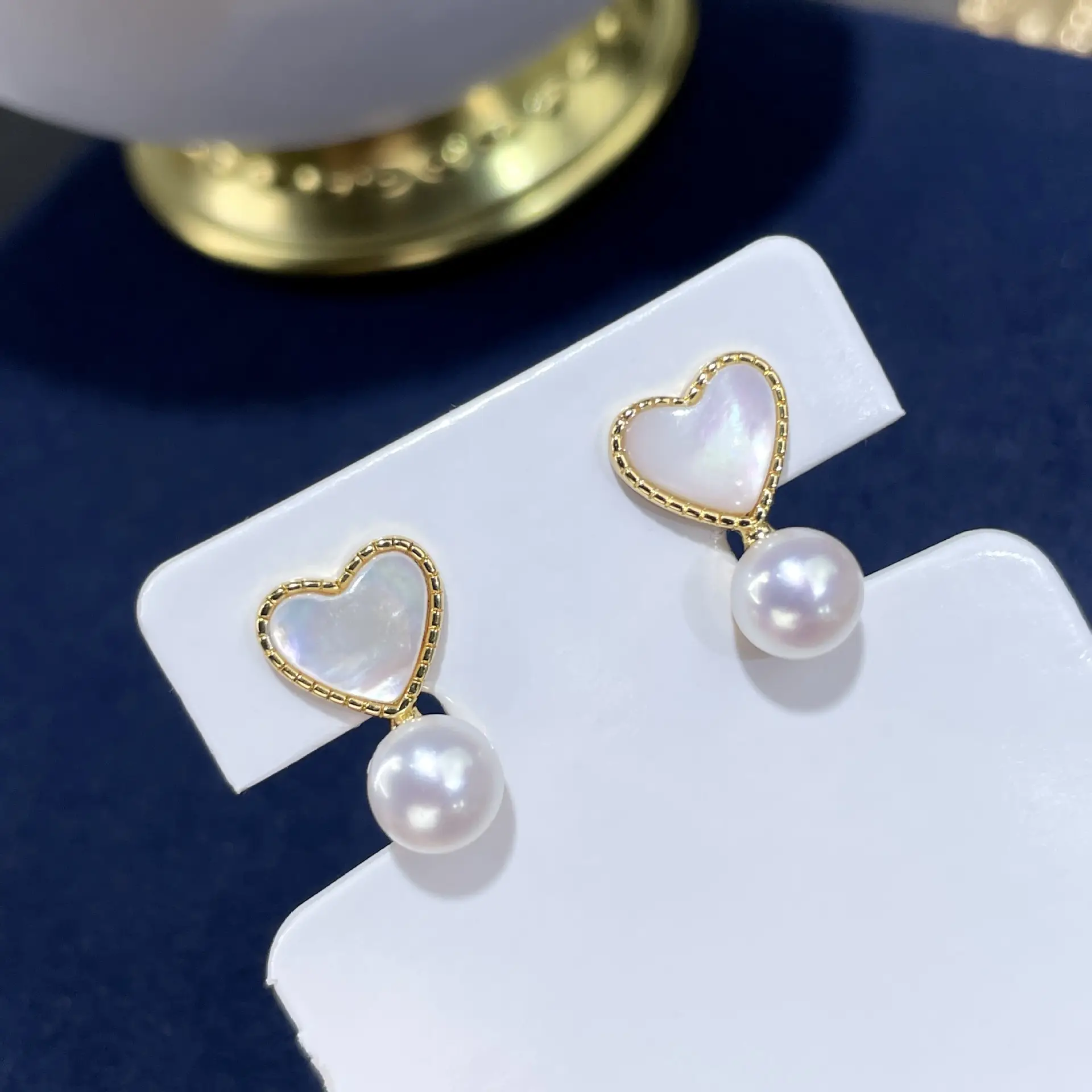 TikTok Earrings Natural Pearl Gold Heart Design All Match — feature 6