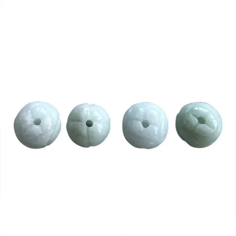 Natural Burma Jade Lotus Beads Green Waxy Beans - Image 5