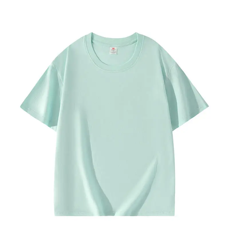 Women Japanese 220g Cotton T-Shirt Green Round Neck Short Sleeve - Image 14