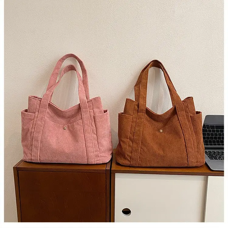 Korean Style Large Capacity Corduroy Tote Bag