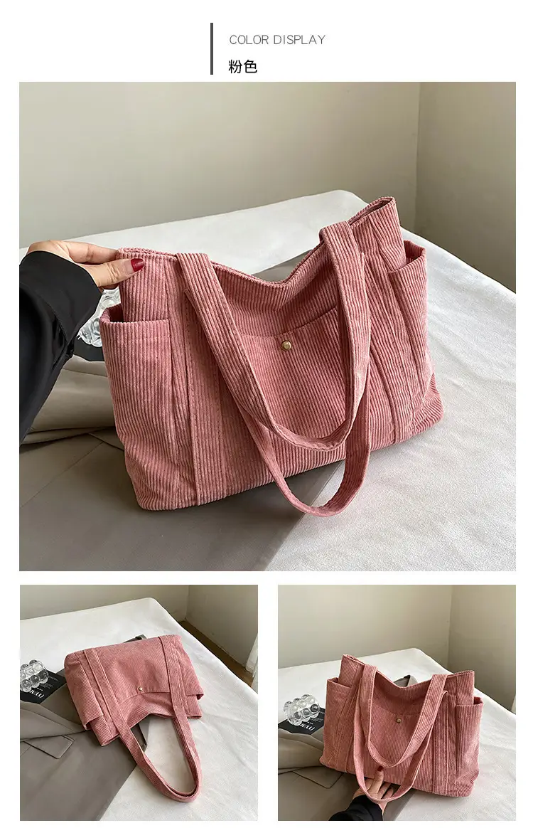 Korean Style Large Capacity Corduroy Tote Bag — feature 16