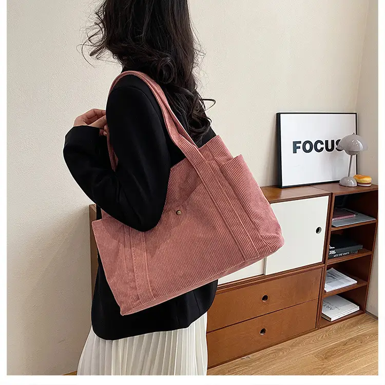 Korean Style Large Capacity Corduroy Tote Bag — feature 21
