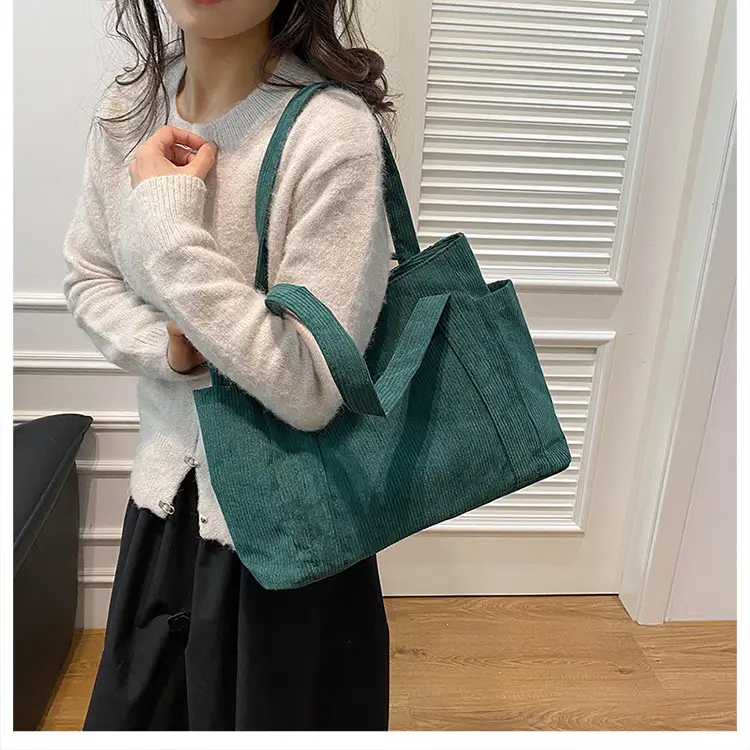 Korean Style Large Capacity Corduroy Tote Bag — feature 28
