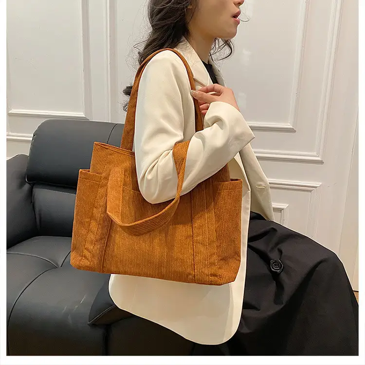 Korean Style Large Capacity Corduroy Tote Bag — feature 31