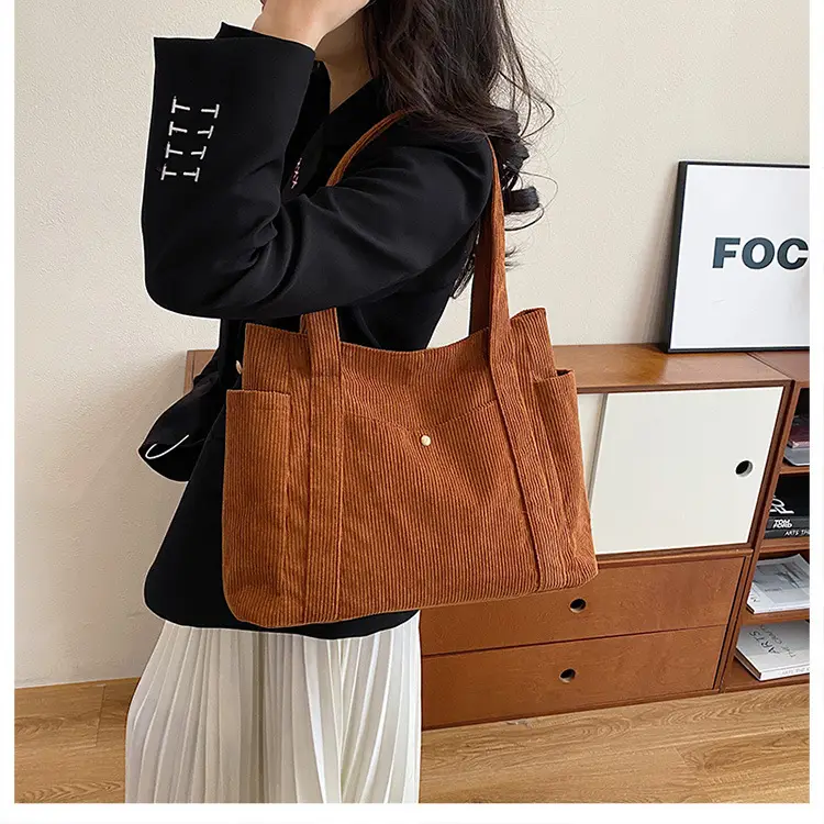 Korean Style Large Capacity Corduroy Tote Bag — feature 33