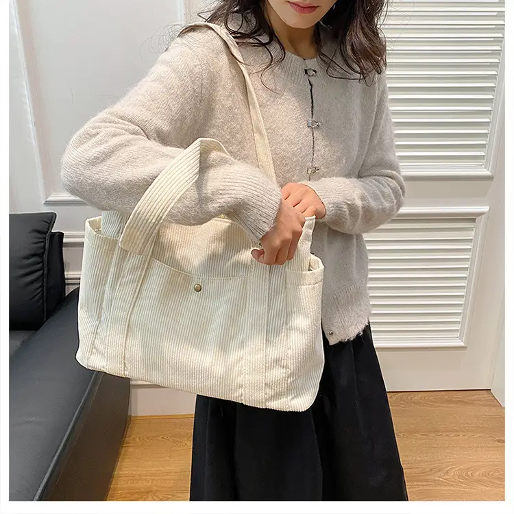 Korean Style Large Capacity Corduroy Tote Bag — feature 41