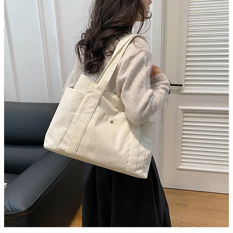 Korean Style Large Capacity Corduroy Tote Bag — feature 42