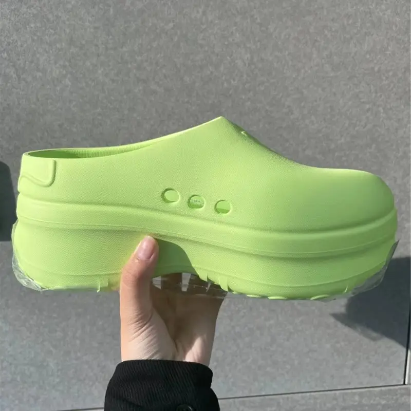 Thick bottom closed toe slippers for women ins lightweight non-slip height increasing chef shoes muffin sports half slippers hole shoes sandals for women - Image 23
