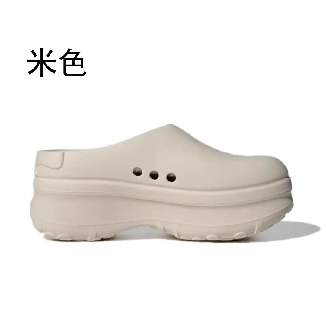 Thick bottom closed toe slippers for women ins lightweight non-slip height increasing chef shoes muffin sports half slippers hole shoes sandals for women - Image 24