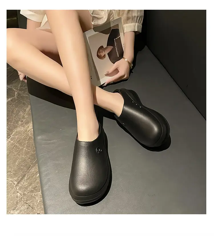 Thick bottom closed toe slippers for women ins lightweight non-slip height increasing chef shoes muffin sports half slippers hole shoes sandals for women — feature 16