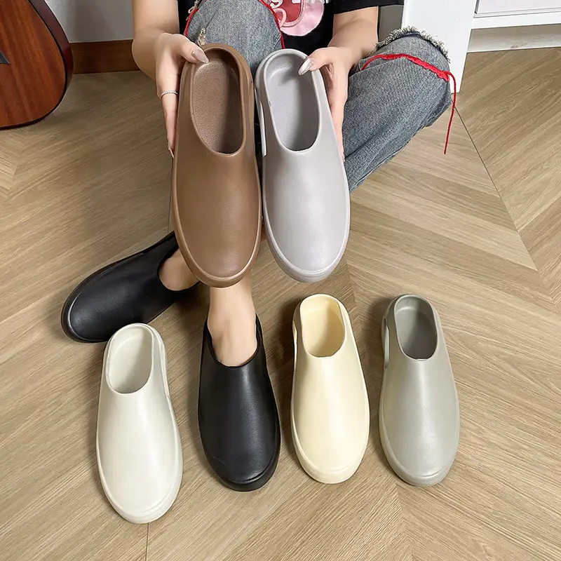 Thick bottom closed toe slippers for women ins lightweight non-slip height increasing chef shoes muffin sports half slippers hole shoes sandals for women — feature 2