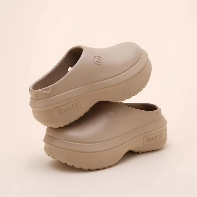Thick bottom closed toe slippers for women ins lightweight non-slip height increasing chef shoes muffin sports half slippers hole shoes sandals for women - Image 11