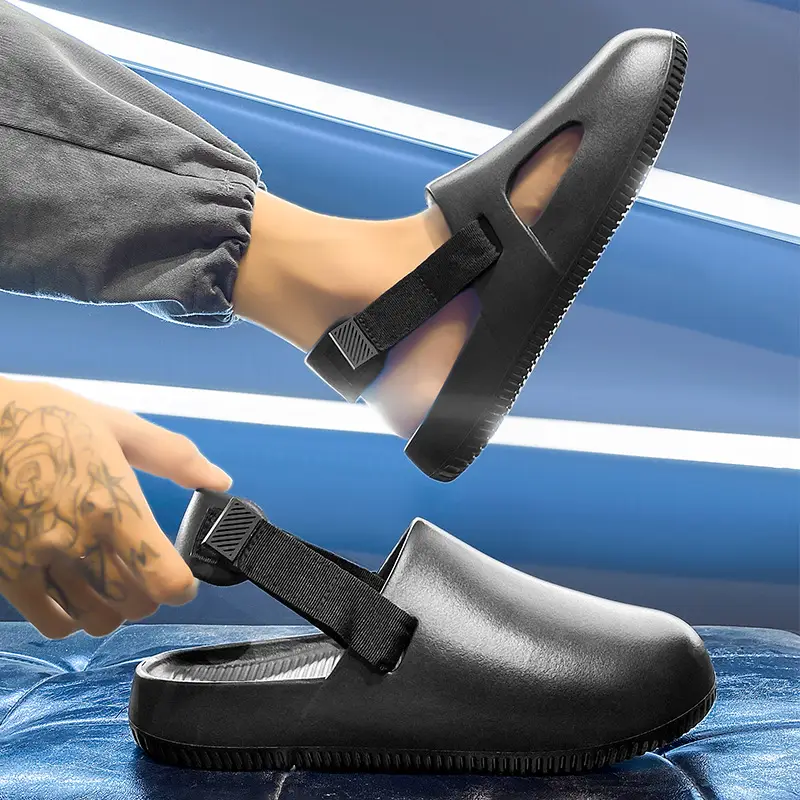 Thick bottom closed toe slippers for women ins lightweight non-slip height increasing chef shoes muffin sports half slippers hole shoes sandals for women - Image 12