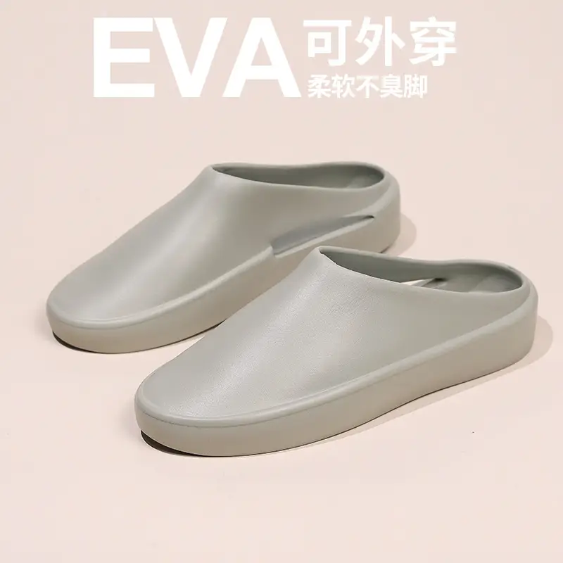 Thick bottom closed toe slippers for women ins lightweight non-slip height increasing chef shoes muffin sports half slippers hole shoes sandals for women - Image 8