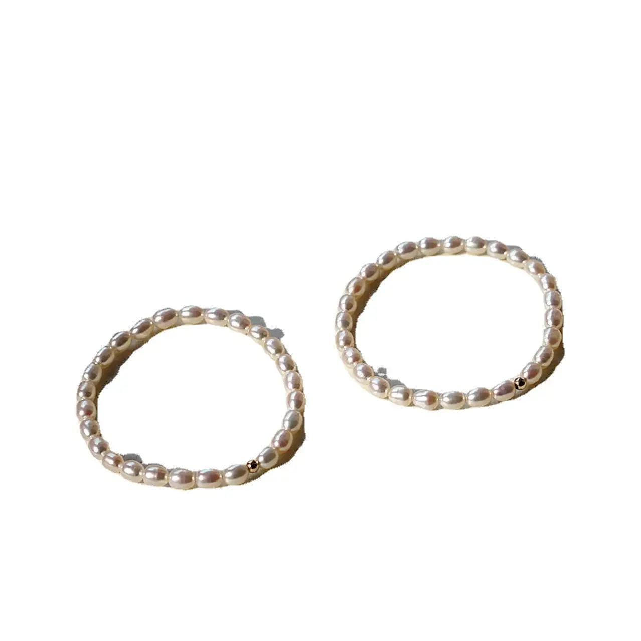 Natural Pearl Millet Bracelet 14K Gold Elastic - Image 6