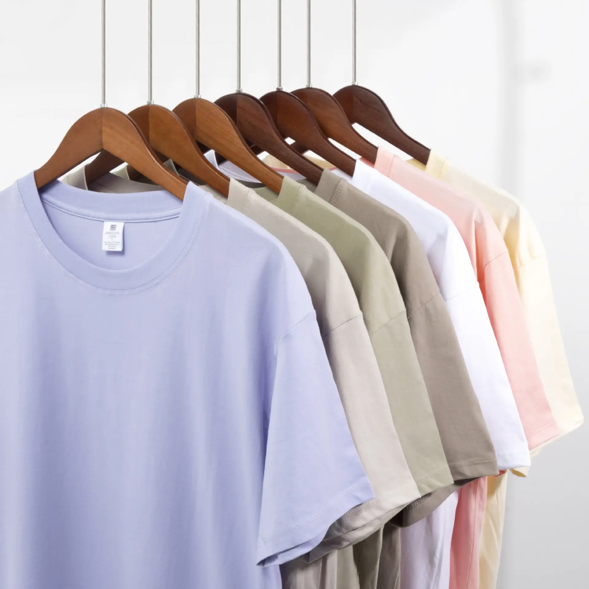 Men Cotton T-Shirt White Loose Fit Round Neck